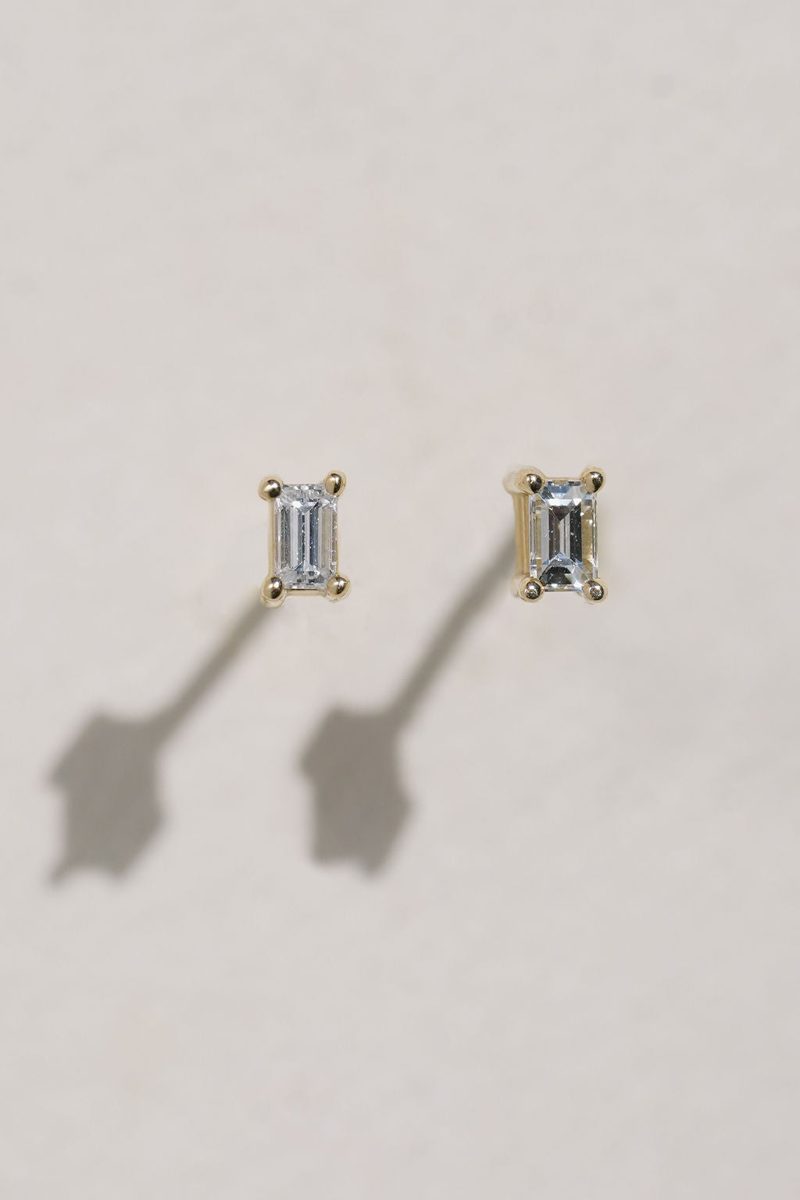 Teeny Baguette Diamond Studs