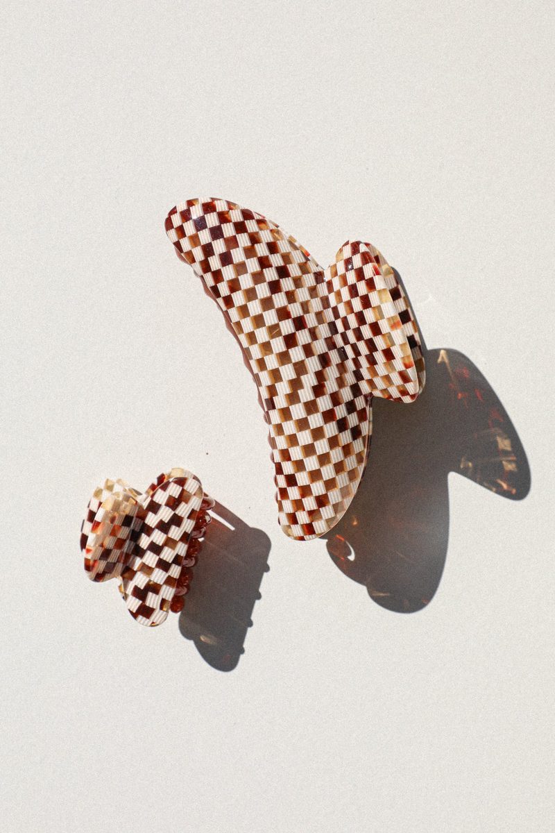 Checkered Tortoise Hair Clip