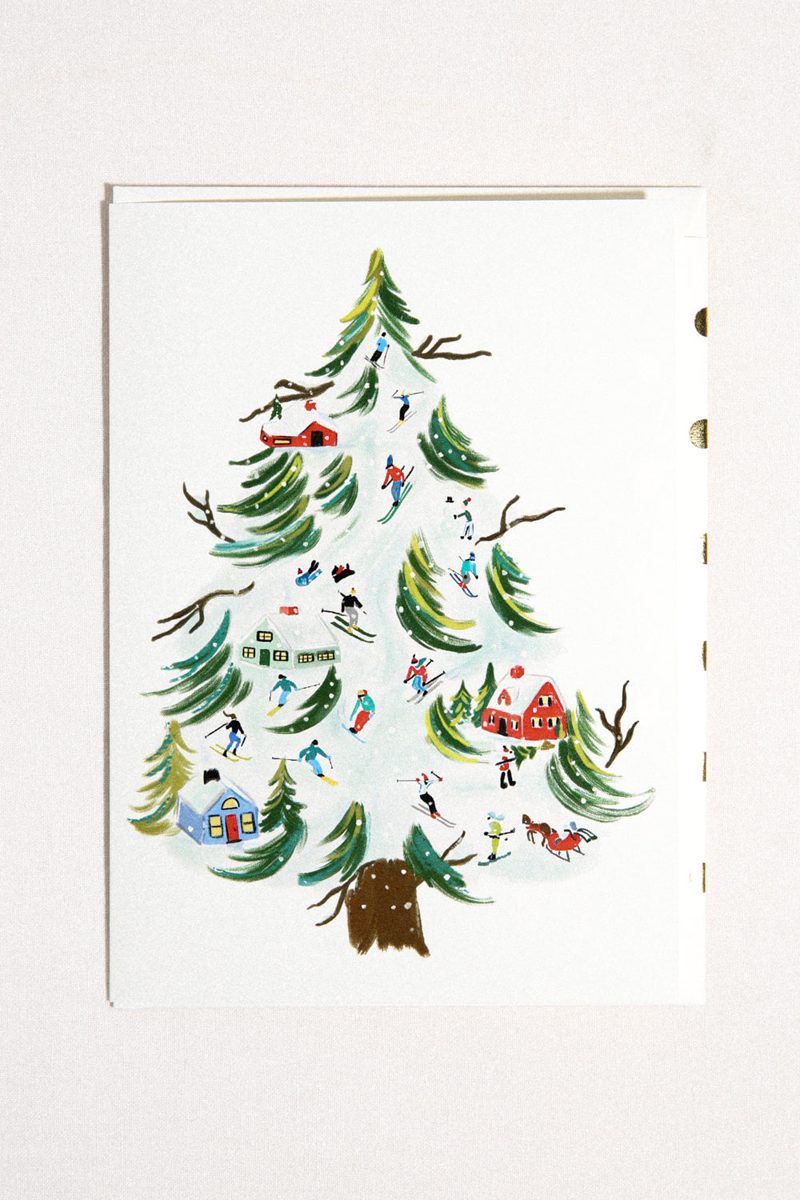 Christmas Tree Ski Greeting Card