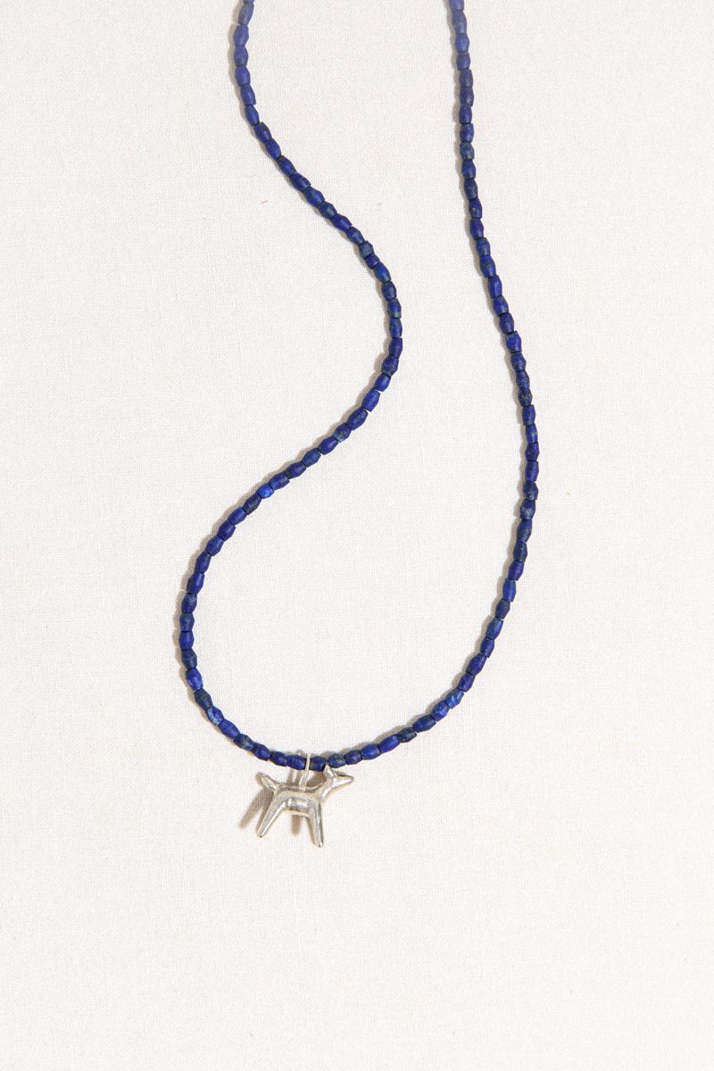 Beau Necklace - Sterling Silver & Lapis Beads